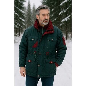 Vintage Washington Post Ltd Nylon Parka Jacket XL Green Red Ski Coat 80 90s Gorp